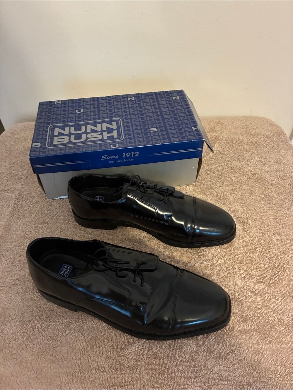Men’s Nunn Bush Black Cap-Toe Oxford Dress Shoes size‎ 13 W